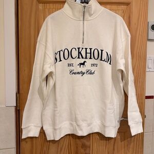 Half zip white Stockholm sweatshirt